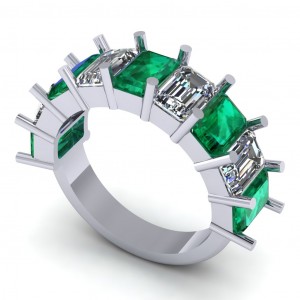 Diamond Emerald Anniversary Ring 5Ctw