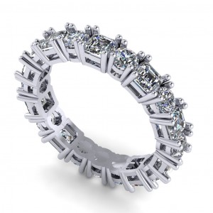 Diamond Asscher and Round Eternity Ring 3.70Ctw