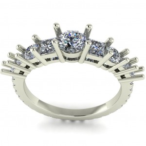 Side Stone Engagement Ring 1.90Ctw