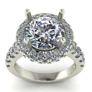 Double Halo Round Cut Engagement Ring 4.50Ctw