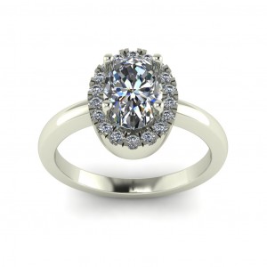 Oval Halo Engagement Ring 0.85Ctw