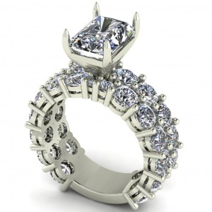 Radiant 2 Row Side Stone Engagement Ring 10.10Ctw