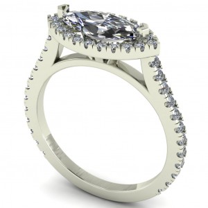 East West Marquise Halo Engagement Ring 1.60Ctw