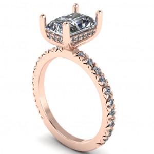 Radiant French Pave Hidden Halo Engagement Ring 2.35Ctw