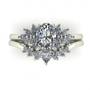 Oval, Marquise and Pear Diamond Bridal Set 1.30Ctw