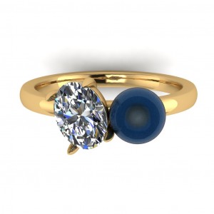 Two Stone Oval and Pearl Engagement Ring 2.25Ctw