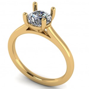 Round Cathedral Solitaire Engagement Ring 0.90Ctw