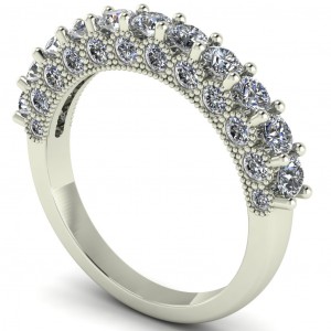 Diamond Round Cut Milgrain Gallery Bezel Anniversary Ring 1.45Ctw