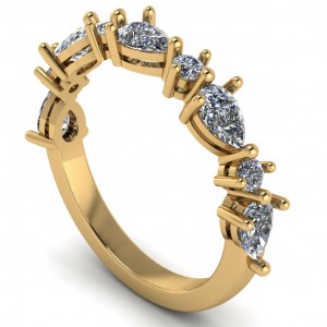 Diamond Pear and Round East West Anniversary Ring 1Ctw