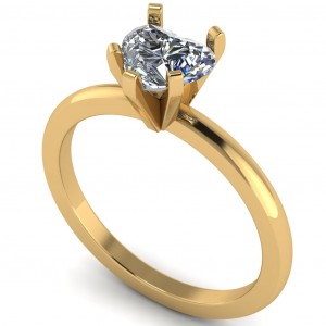 Heart Peg Head Solitaire Engagement Ring 0.75Ctw