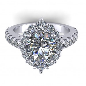 Halo Round Cut Graduating Engagement Ring 2.95Ctw