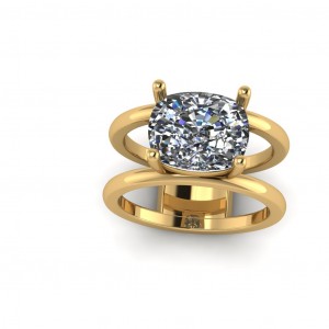 East West Cushion Double Shank Solitaire Engagement Ring 4.25Ctw