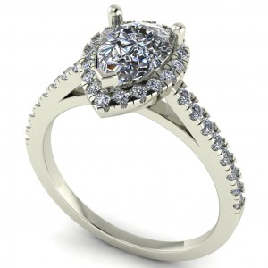Pear Halo Cathedral Engagement Ring 1.65Ctw