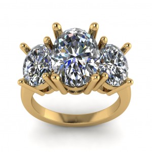Three Stone Oval Basket Engagement Ring 4.80Ctw