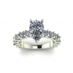 Pear Hidden Halo Engagement Ring 2.25Ctw