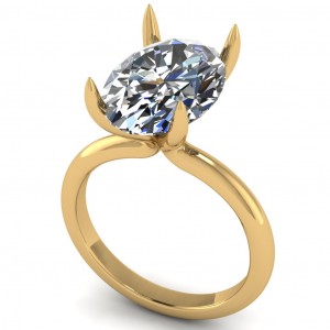 Oval Claw Prong Solitaire Engagement Ring 3.75Ctw