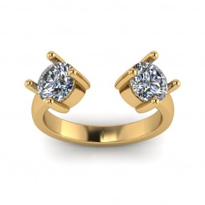 Two Stone Round Cut Open Engagement Ring 1.60Ctw