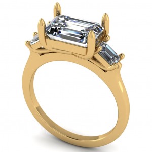 Three Stone East West Emerald Engagement Ring 2.75Ctw