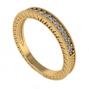 Diamond Round Cut Anniversary Ring with Side Milgrain 0.25Ctw