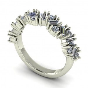 Diamond Baguette and Round Anniversary Ring 0.70Ctw