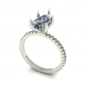 Pear Claw Prong Side Stone Engagement Ring 2.40Ctw