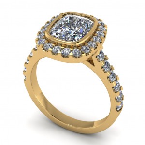 Cushion Bezel Halo Engagement Ring 3.45Ctw