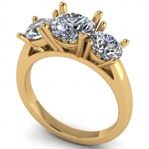 Three Stone Round Cut Engagement Ring 2.25Ctw