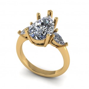 Three Stone Pear Engagement Ring 3.65Ctw