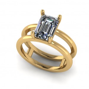 Emerald Solitaire Double Shank Engagement Ring 1.85Ctw