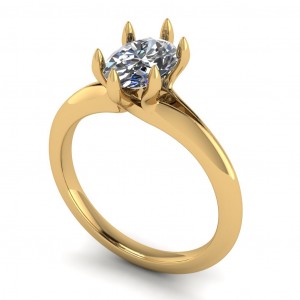 Oval Solitaire Split Shank Knife Edge Engagement Ring 1.05Ctw