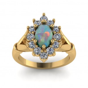 Opal Cluster Engagement Ring