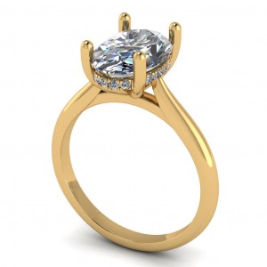 Oval Hidden Halo Cathedral Engagement Ring