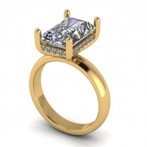 Radiant Hidden Halo Wide Shank Engagement Ring