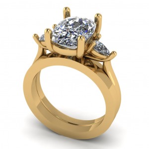 Cushion and Pears Flush Engagement Ring