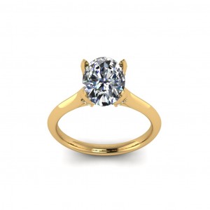 Tulip Head Knife Edge Oval Engagement Ring