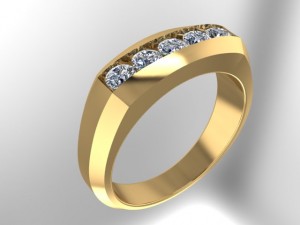Tapered Band with 5 Stone Channel