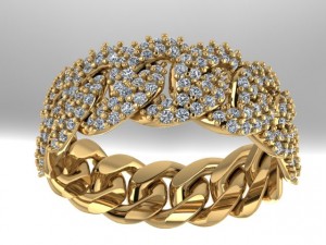 Halfway Diamonds Cuban Ring