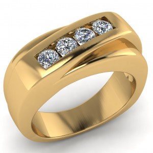 4 Stone Diagonal Channel Ring