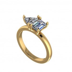 Trillion and Emerald Engagement Ring