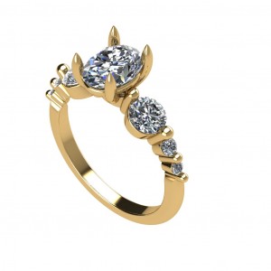 Oval Single Shared Prong Engagement Ring