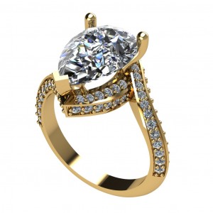 Pear Knife Edge Bypass Engagement Ring