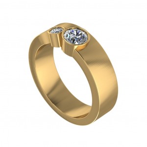  Two Stone Bezel Band