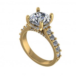 Hidden Halo Cathedral Wide Engagement Ring