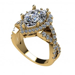 Pear Graduating Halo Twist Engagement Ring