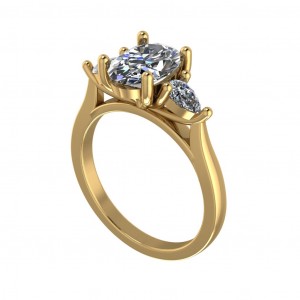 Three Stone Oval and Pear Engagement Ring