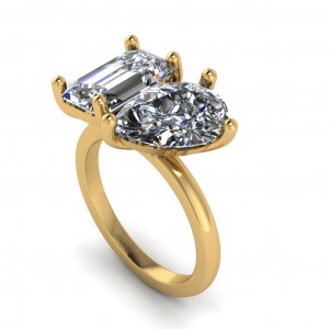 Toi Et Moi Emerald and Pear Engagement Ring