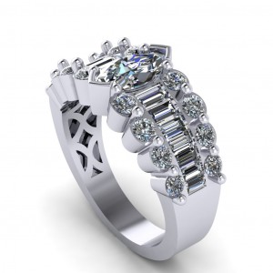 Marquise and Baguette Channel Taper Band