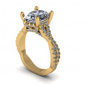 Twist Shank Heart Gallery Engagement Ring