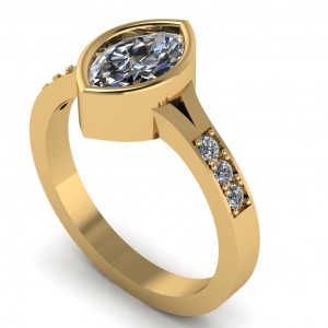 Marquise Bezel Split Shank Engagement Ring