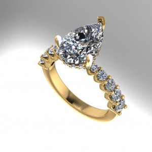 Pear Hidden Halo Engagement Ring 3.50Ctw